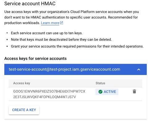 how to generate HMAC key in google cloud platform
